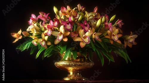 A vase of flowers sits on a table