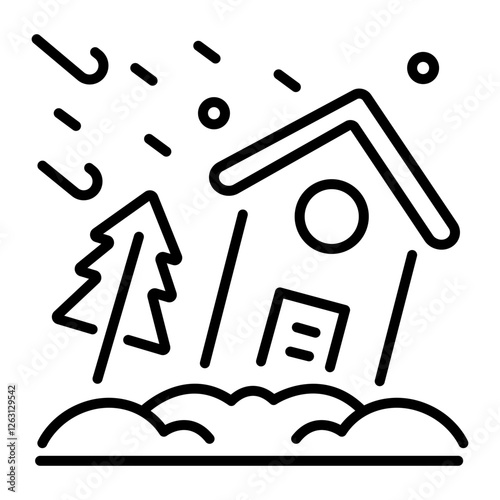 Snowstorm icon in linear style 