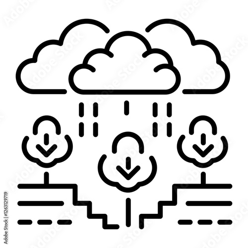 Forest rain icon in linear style 
