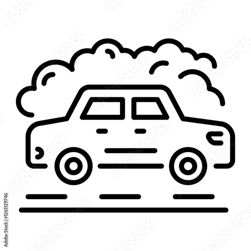 Car pollution icon in linear style 