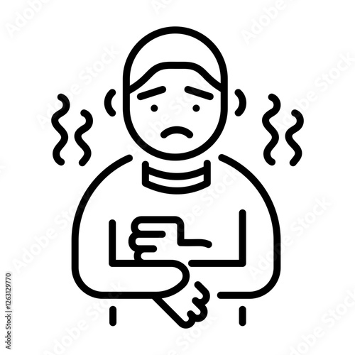 Shivering character icon in linear style 
