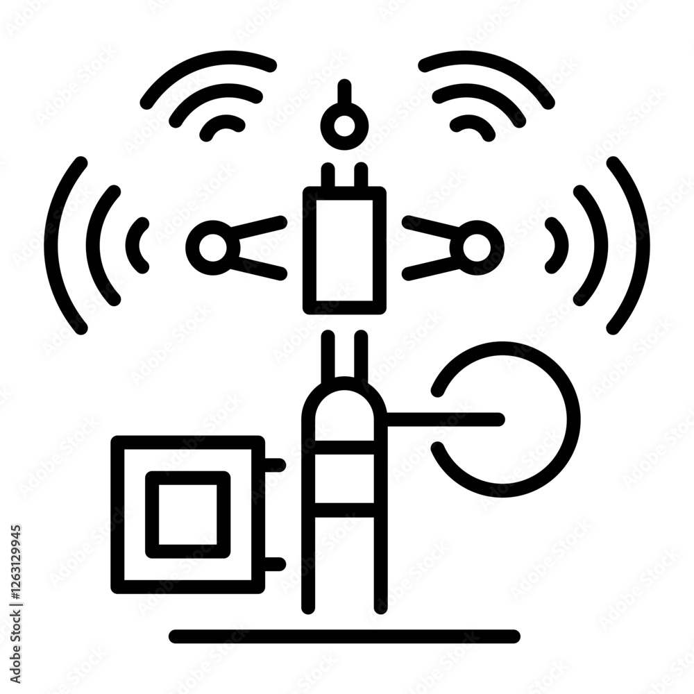 A line style icon of an anemometer device A line style icon of an anemometer device
