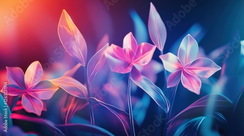 Artistic Neon Light Setup with Geometric Floral