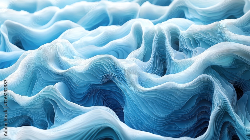 Obraz premium Abstract Blue Layered Waves Pattern Design