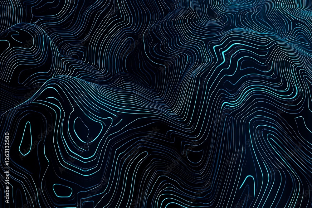 Fototapeta premium Abstract close-up of a glowing blue digital circuit board, showcasing intricate connections and technological design on a black background. 