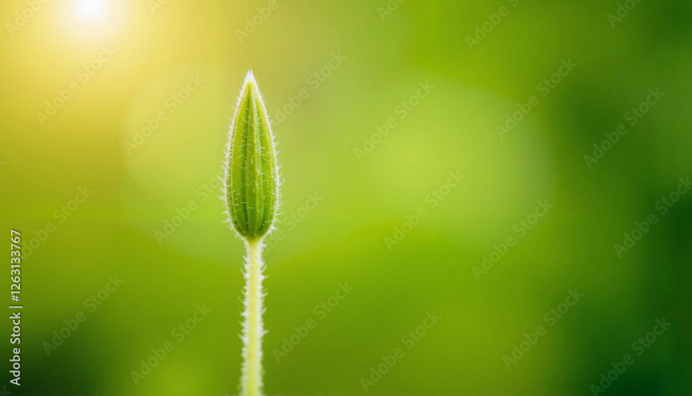 Small green stem illuminated by sunlight, freshness and growth Small green stem illuminated by sunlight, freshness and growth