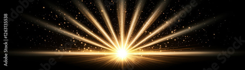 Radiant sunburst illuminating the sky with shimmering rays of light.