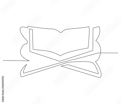 Continuous one line drawing of opened Quran. Single line drawing illustration of muslim holy book. Muslim ramadan kareem concept vector art. Doodle line illustration.