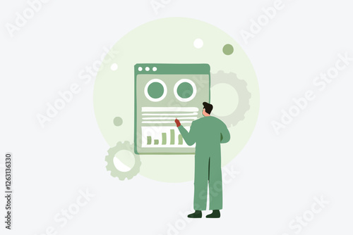  Vector illustration. Control systems ensure efficient and precise management processes in various industries The computer lab metaphor inspires creativity and exploration in engineering Vector illust