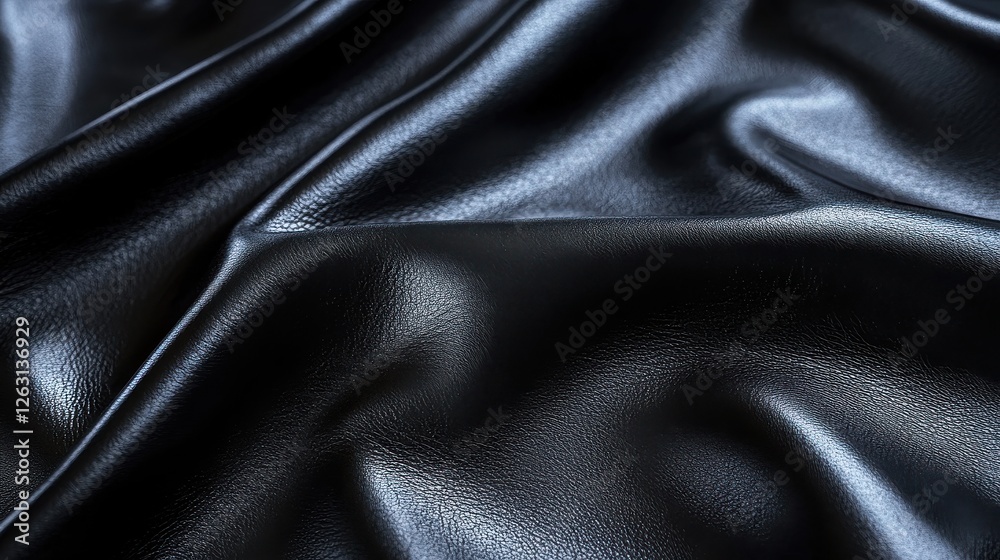 Fototapeta premium Close-up Smooth Black Leather Texture with Sheen