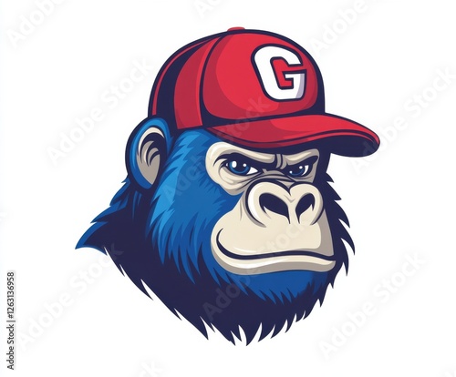 Gorilla logo icon with baseball cap for happy promotion photo