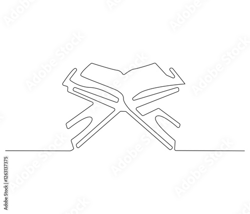 Continuous one line drawing of opened Quran. Single line drawing illustration of muslim holy book. Muslim ramadan kareem concept vector art. Doodle line illustration.
