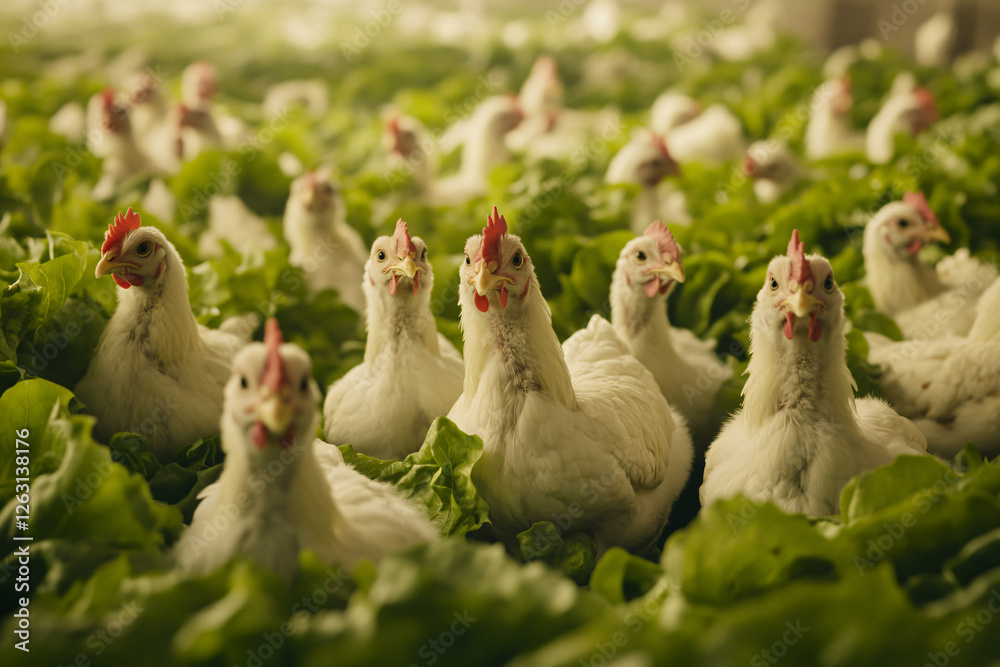 Fototapeta premium free range chickens in farm