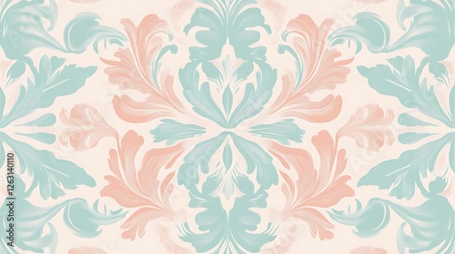 Elegant Pastel Floral Damask Pattern Design