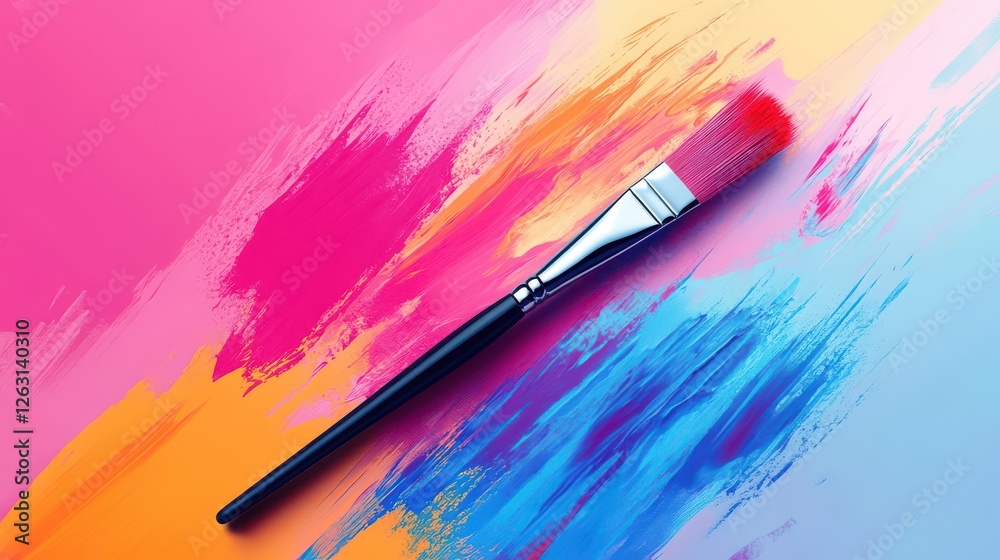 Obraz premium Colorful Brush Strokes with Paintbrush