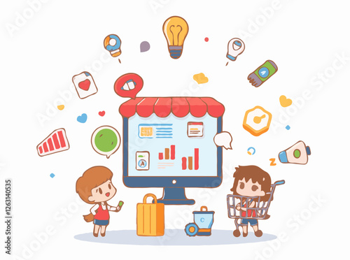 Digital Marketing and E-commerce Icons Set