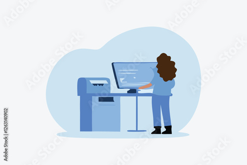  Vector illustration. Control systems ensure efficient and precise management processes in various industries The computer lab metaphor inspires creativity and exploration in engineering Vector illust