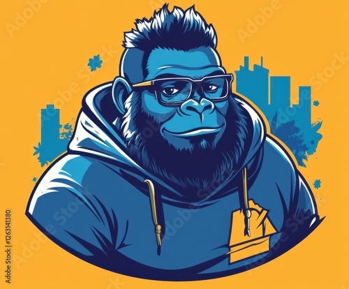 Trendy logo for humorous gorilla geography teacher