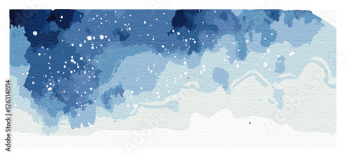 Watercolor textured night sky vector Illustration. Scene of night sky with stars. Deep tones wallpaper, inky blue with washes of purple and black.