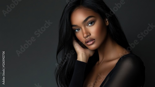 Editorial Portrait of Professional Model in Bold Pose