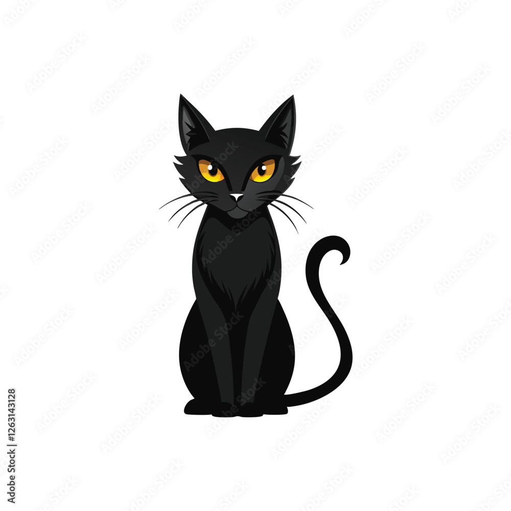 Fototapeta premium Sleek Black Cat Silhouette Mysterious Feline Design