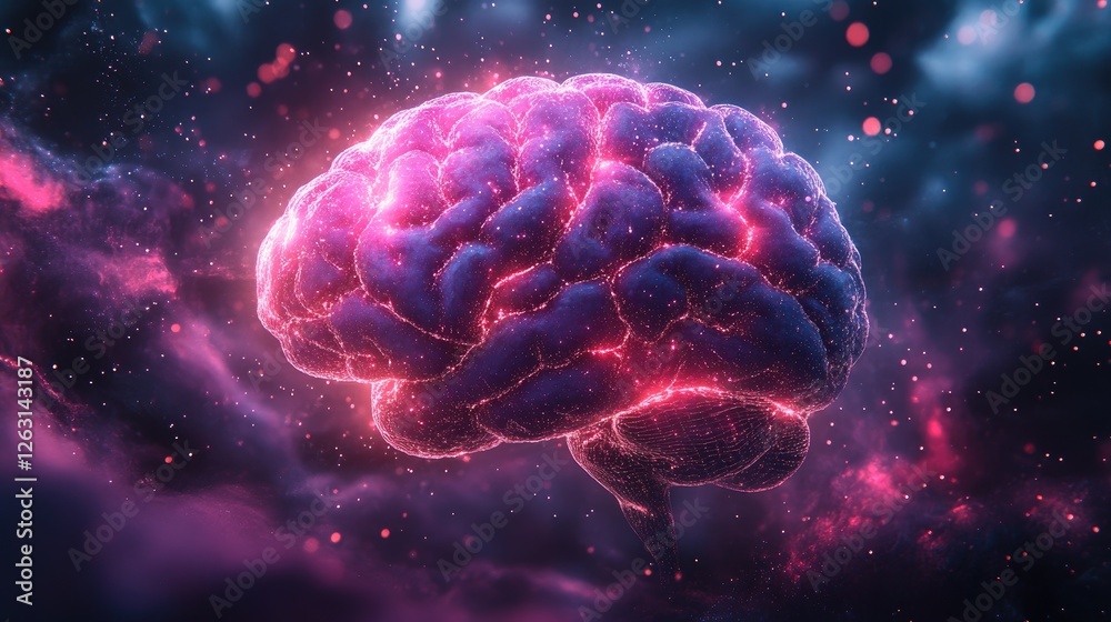 Glowing Human Brain Nebula Cosmic Energy Glowing Human Brain Nebula Cosmic Energy