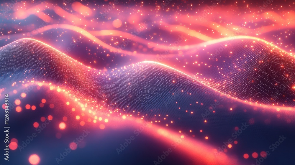 Abstract Red And Blue Glowing Particle Waves Abstract Red And Blue Glowing Particle Waves