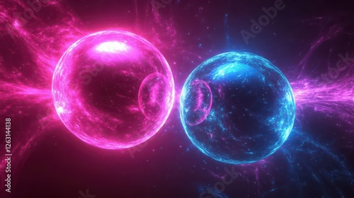 Vibrant Abstract Energy Orbs in Pink and Blue