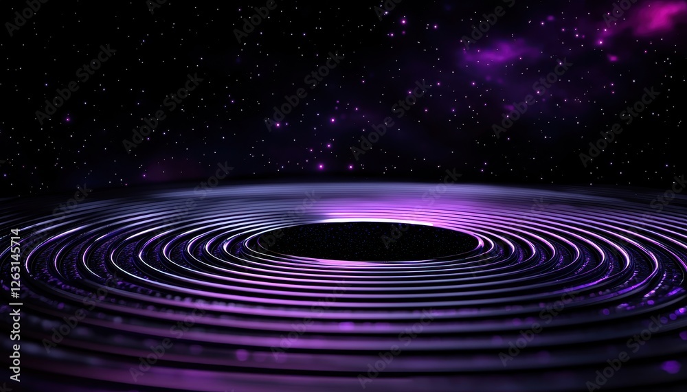 Fototapeta premium A mesmerizing view of space with swirling purple patterns and a central void.