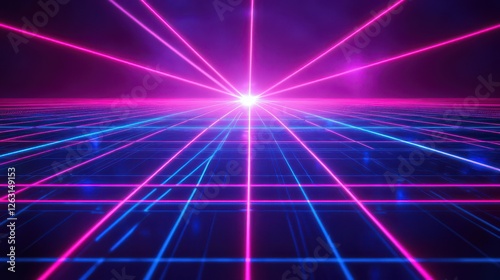 Vibrant Neon Laser Grid Abstract Background