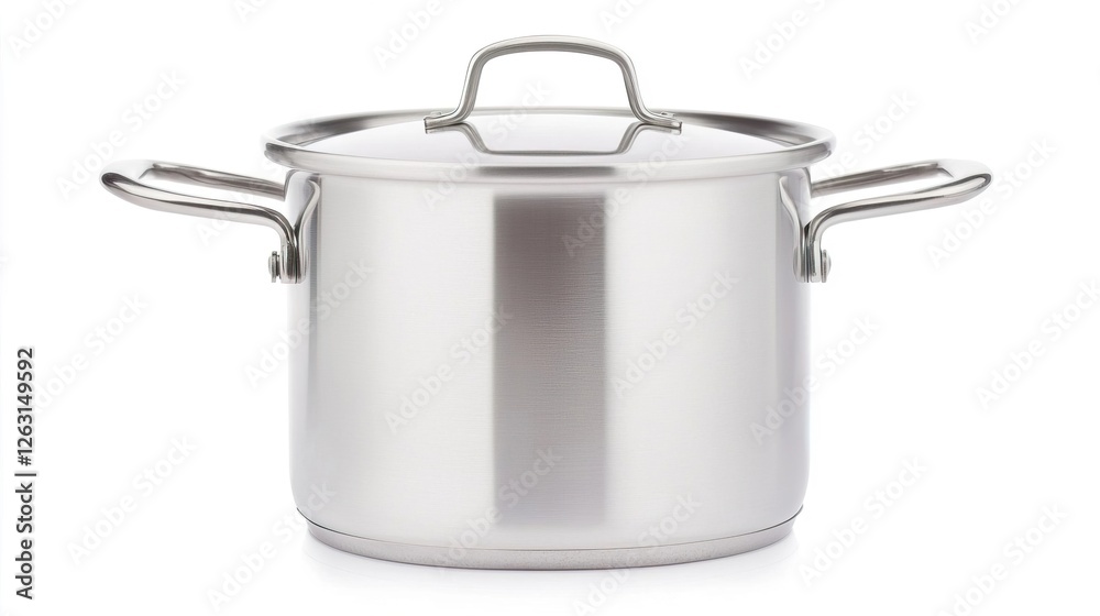 Shiny Metal Pot Cooker for Boiling Water and Cooking Food at Home Shiny Metal Pot Cooker for Boiling Water and Cooking Food at Home