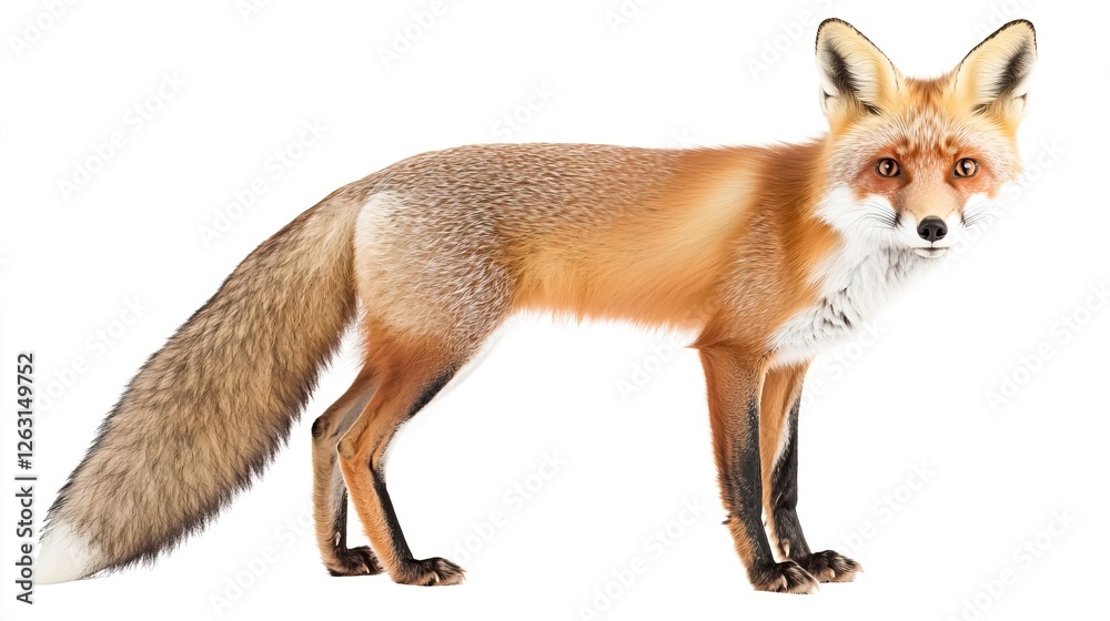 Fototapeta premium Red Fox Standing Proudly with Bushy Tail in Natural Pose