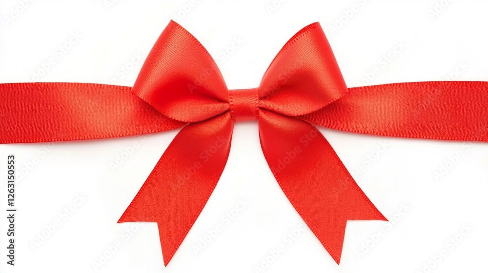 Fototapeta premium Isolated Red Bow on White Background for Decorative Purposes