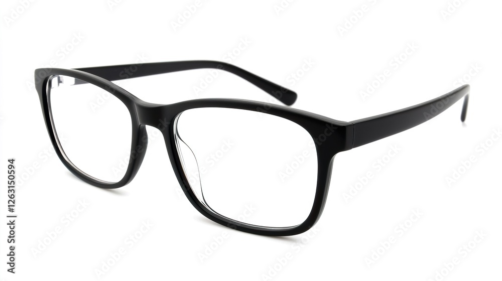 Black Glasses Isolated on White Background in Stylish Eyewear Design Black Glasses Isolated on White Background in Stylish Eyewear Design