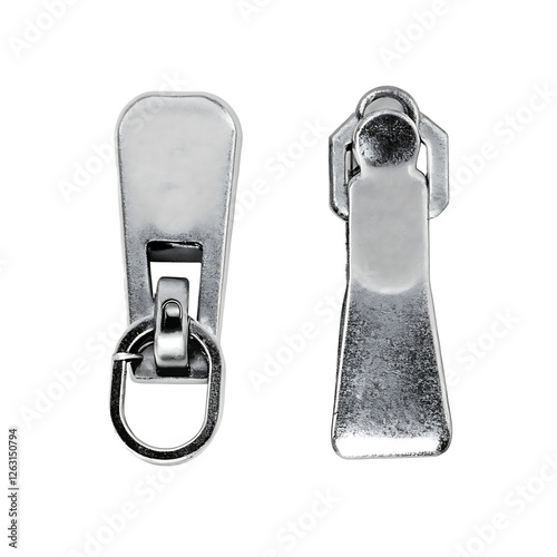 metal slider zipper isolated on white background PNG.AI GENERATED