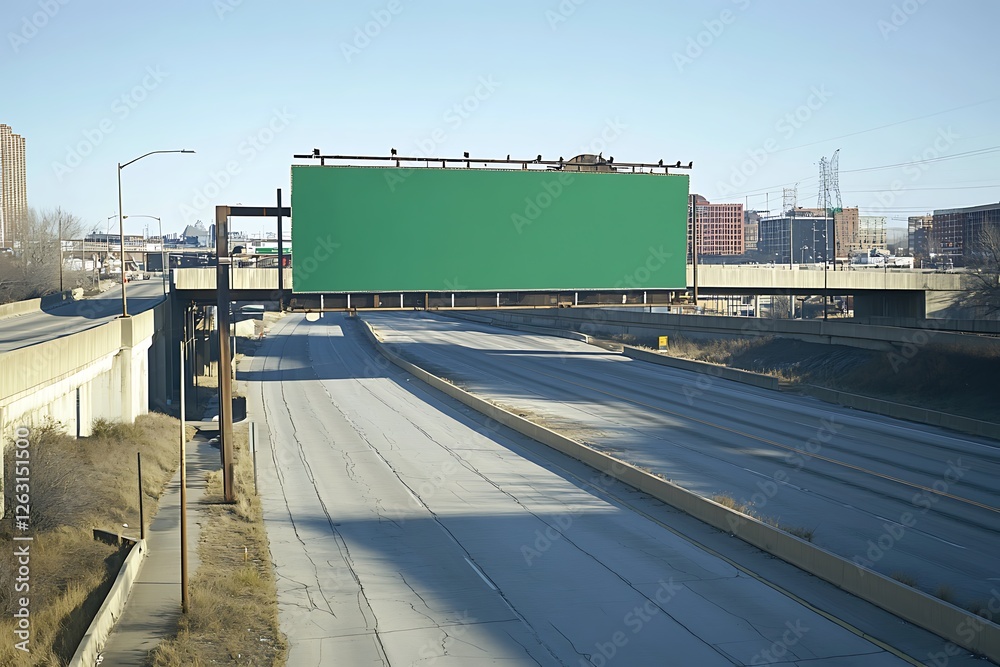 Empty Highway Billboard Under Overpass in Cityscape Empty Highway Billboard Under Overpass in Cityscape