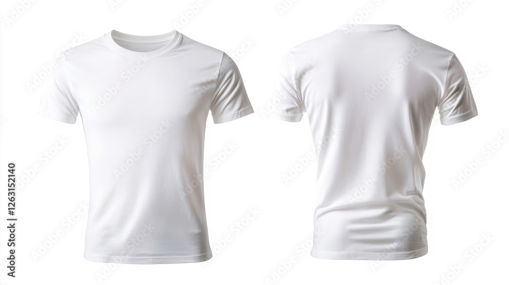 Fototapeta premium White T-Shirt Mockup with Front and Back View for Design Showcase