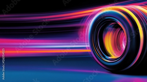 Abstract motion blur of colorful racing car tire