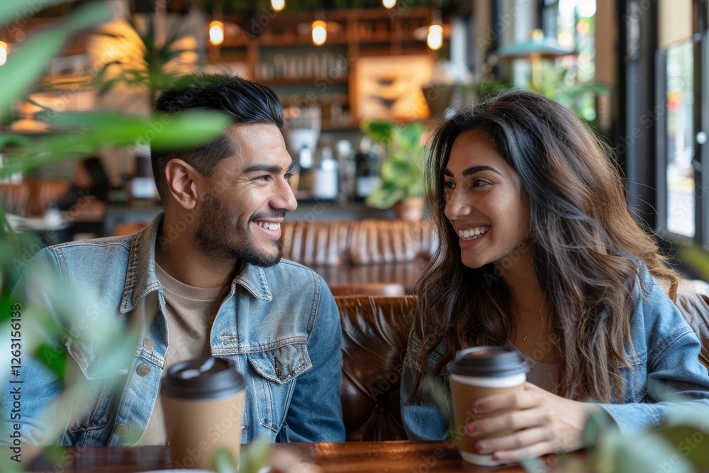 Portrait of a happy latino couple in their 30s having coffee together Portrait of a happy latino couple in their 30s having coffee together