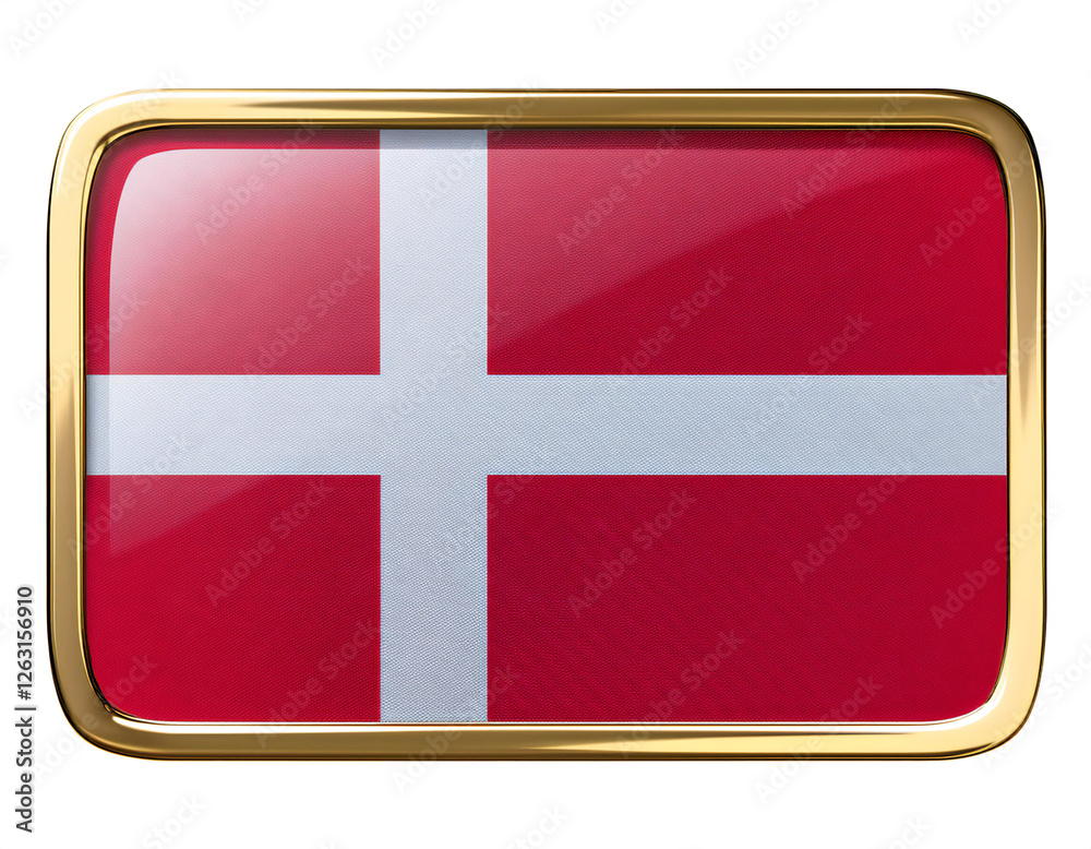 Obraz premium デンマークの国旗のブローチ。白背景。(Denmark flag brooch on white background.) 