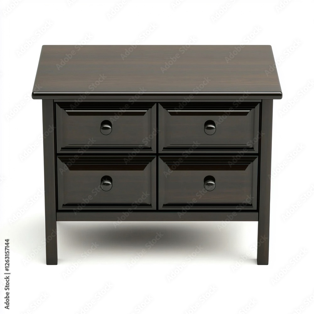 Elegant Wooden Table with Four Drawers for Home Decor, Bedroom Accessories Concept. Elegant Wooden Table with Four Drawers for Home Decor, Bedroom Accessories Concept.