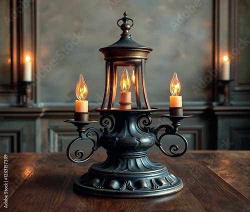  lantern on table in room