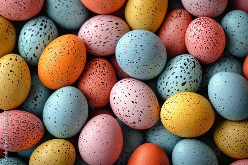 Wallpaper Mural Colorful speckled eggs arranged closely together in a vibrant composition Torontodigital.ca