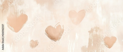 Soft beige with subtle heart-shaped brush strokes Valentine's day Background