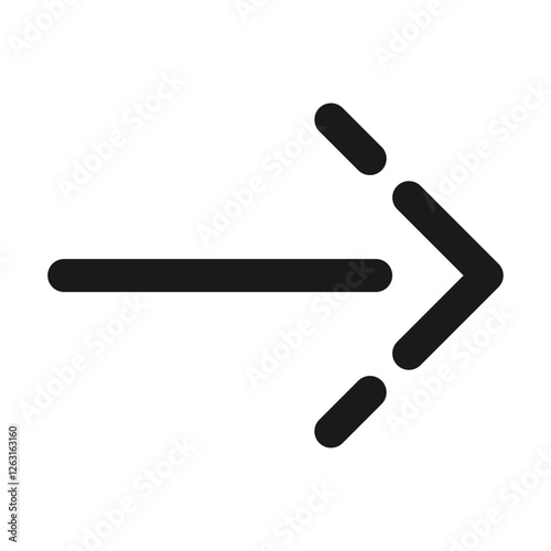 Arrow with white spaces pointing symbol line icon