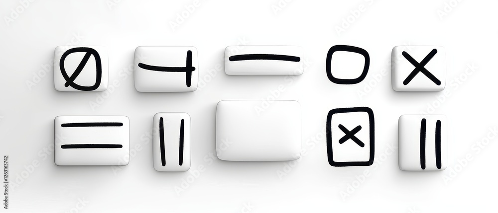 Abstract symbols and shapes on a white background for creative projects. Abstract symbols and shapes on a white background for creative projects.