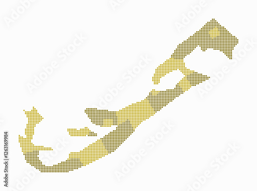 Bermuda dotted map. Digital style map of the country on white background. Bermuda shape with circle dots. Colored dots style. Small size circles. Vibrant vector illustration.