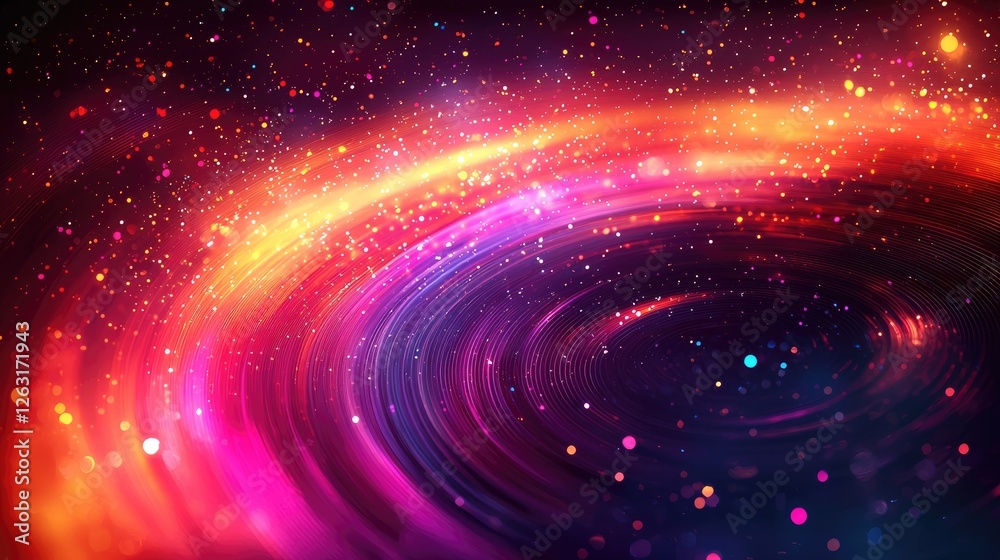 Obraz premium Abstract swirling cosmic nebula with vibrant colors and glittering particles