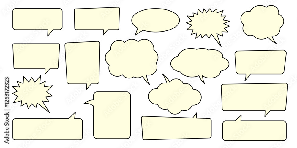 Obraz premium Chat bubble in yellow, speech bubble, message box set. Yellow background quotespeech bubble.