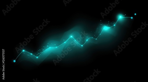 Abstract glowing graph with rising trend line symbolizing business growth and data-driven success.